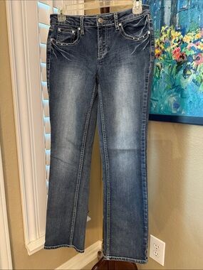 Women's Dark Blue Faded Straight-Leg Jeans